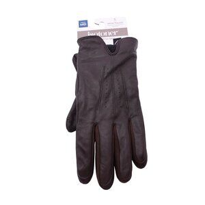 NWT Isotoner Men's Genuine Leather Gloves Size Medium Dark Brown SmarTouch